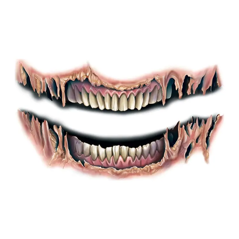 Tatuagem temporária Efeitos e Fantasia — Boca rasgada com dentes. Inclui boca, dentes