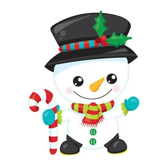 Tatuagem temporária Datas e Festas — Boneco de neve com bengala doce. Inclui boneco de neve