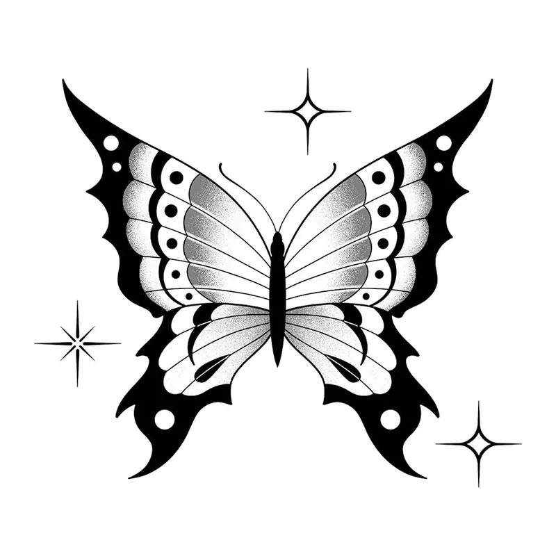 Tatuagem temporária Borboletas e Insetos — Borboleta com brilhos. Inclui borboleta, brilhos