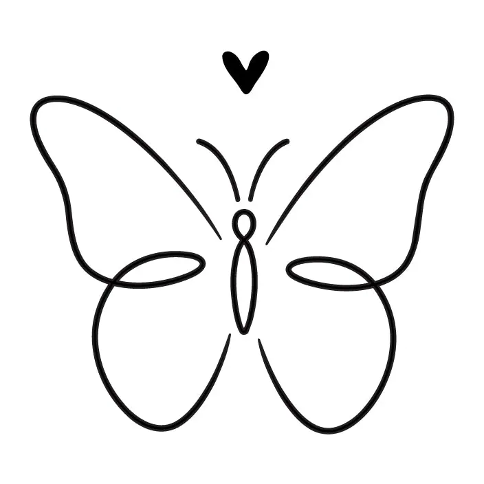 Tatuagem temporária Borboletas e Insetos — Borboleta com coração. Inclui borboleta, coração