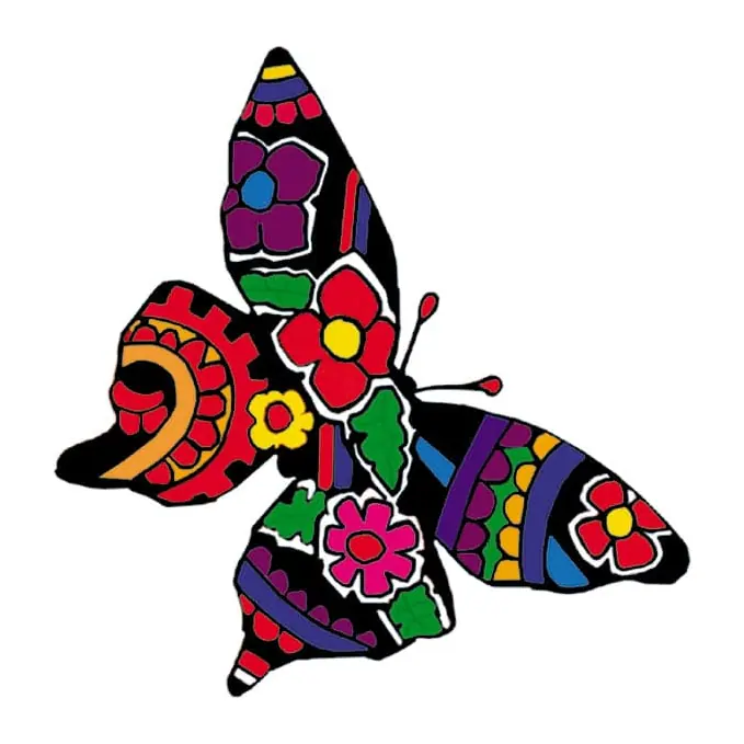 Tatuagem temporária Borboletas e Insetos — Borboleta de flores coloridas. Inclui borboleta, flores