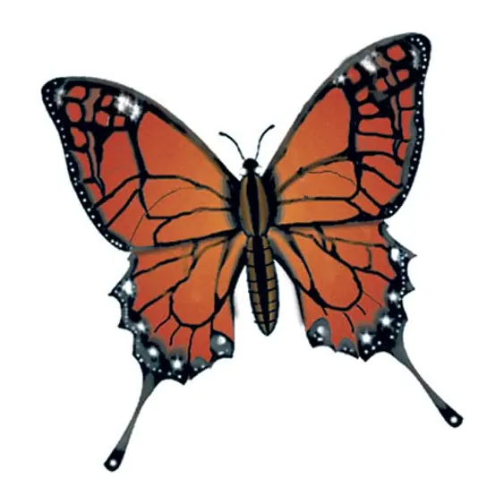 Tatuagem temporária Borboletas e Insetos — Borboleta monarca de asas abertas. Inclui borboleta