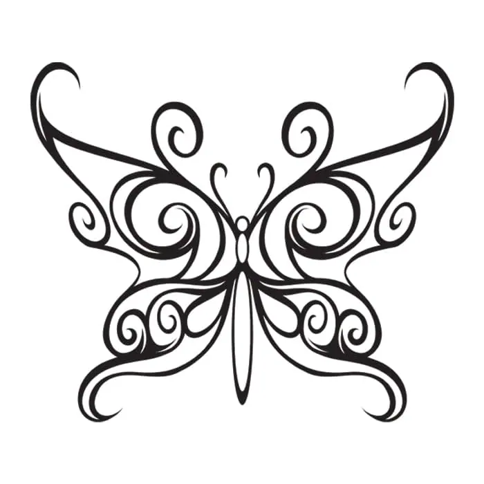 Tatuagem temporária Borboletas e Insetos — Borboleta ornamental em traço fino. Inclui borboleta