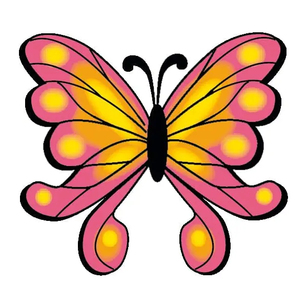 Tatuagem temporária Borboletas e Insetos — Borboleta rosa com bolinhas. Inclui borboleta