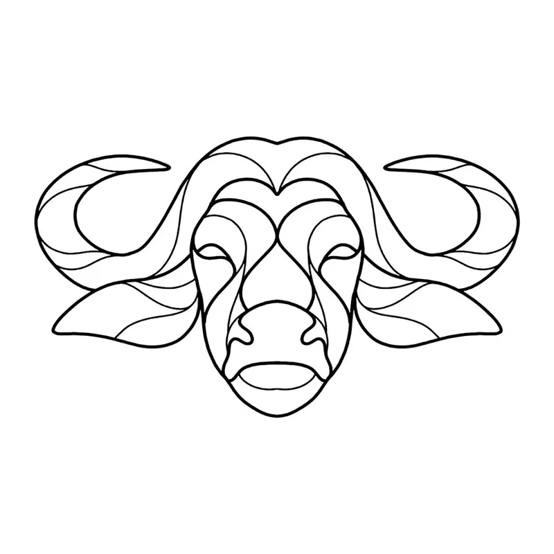 Tatuagem temporária Animais Selvagens — Búfalo geométrico. Inclui búfalo