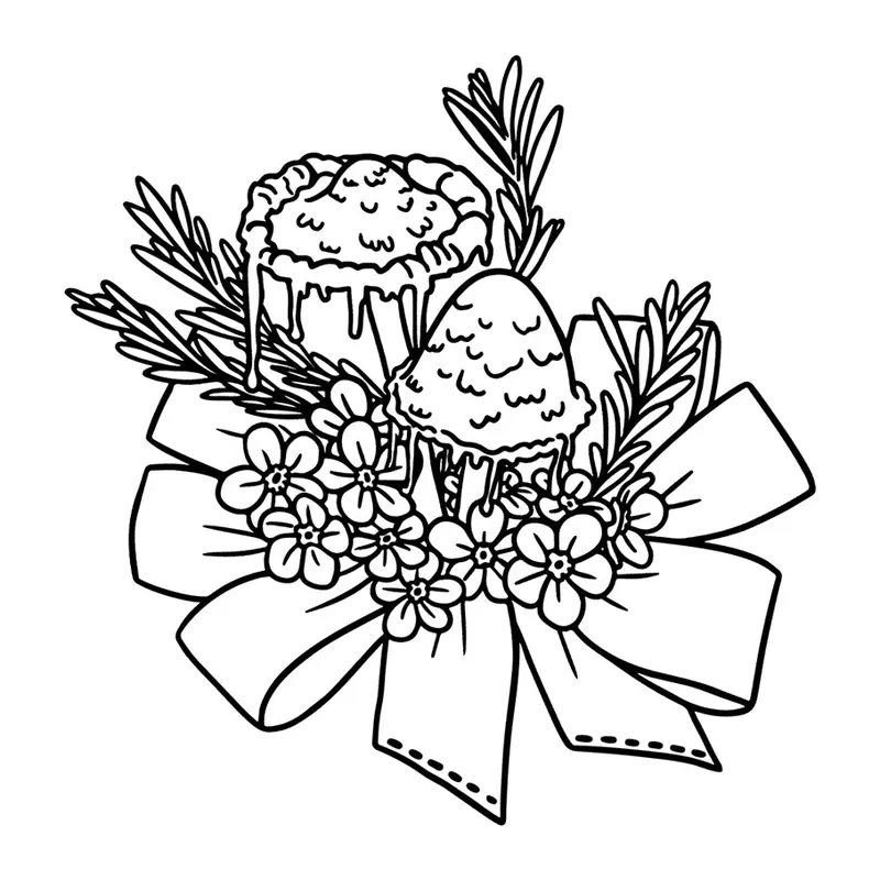 Tatuagem temporária Flores — Buquê com laço e doces. Inclui flores, laço