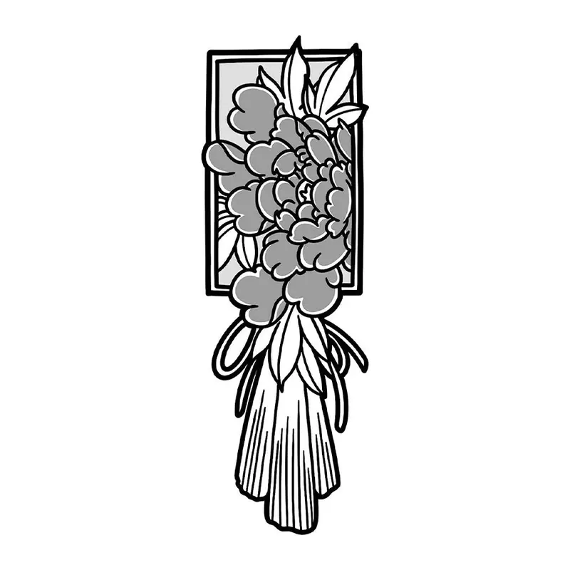 Tatuagem temporária Flores — Buquê de flores em moldura. Inclui flores