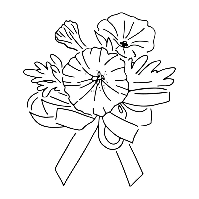 Tatuagem temporária Flores — Buquê de papoulas com laço. Inclui papoulas, laço