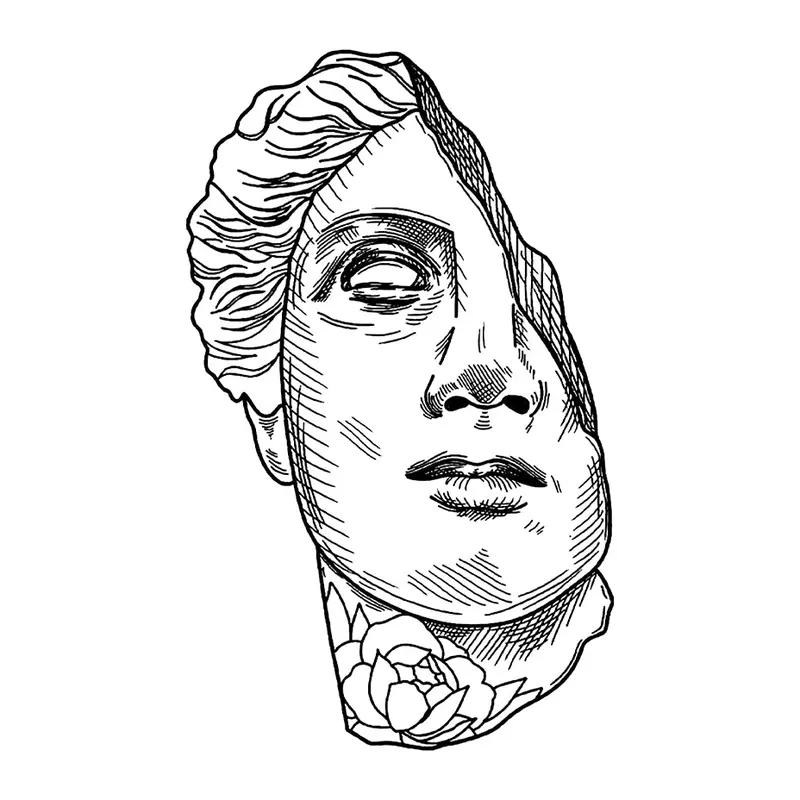 Tatuagem temporária Rostos e Figuras — Busto grego quebrado. Inclui busto