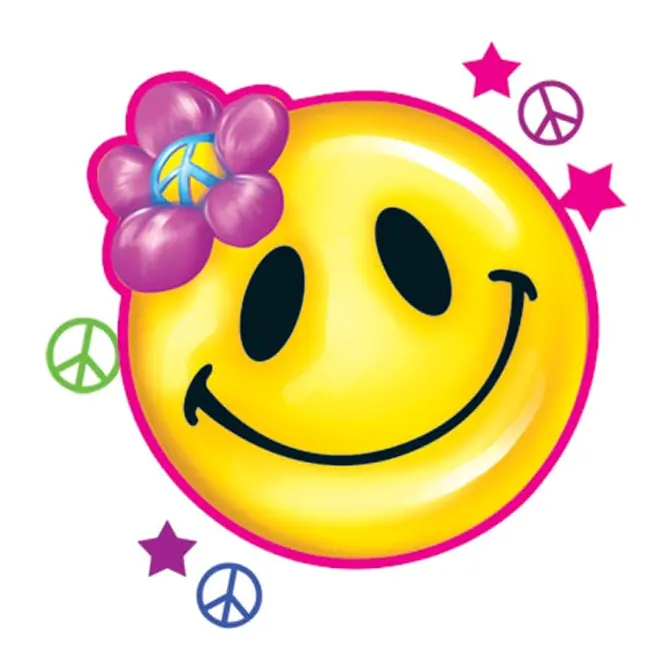 Tatuagem temporária Símbolos — Carinha sorridente com flor. Inclui carinha, flor