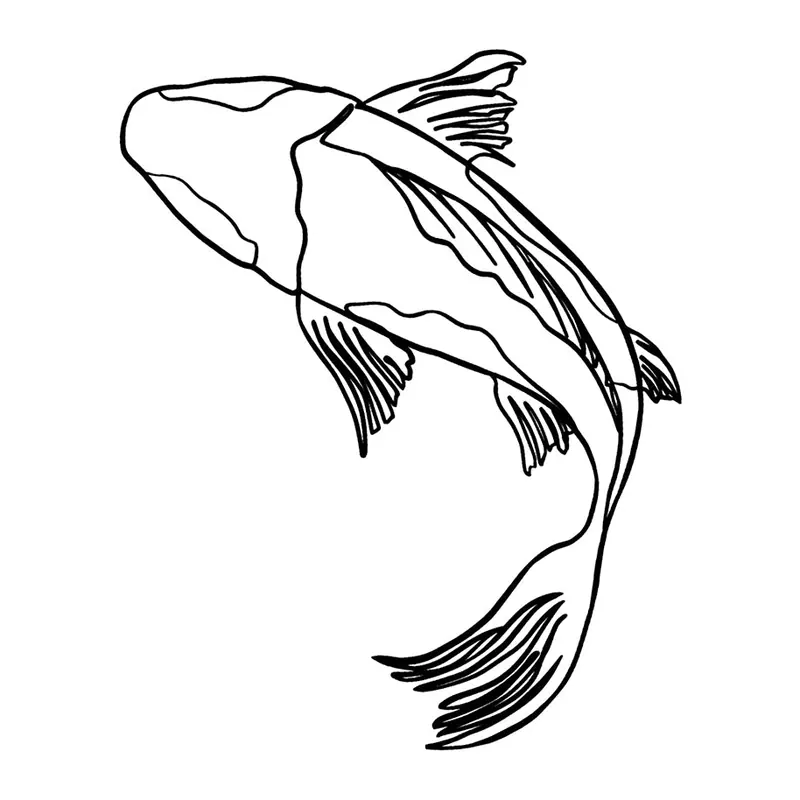 Tatuagem temporária Oriental — Carpa em linha. Inclui carpa