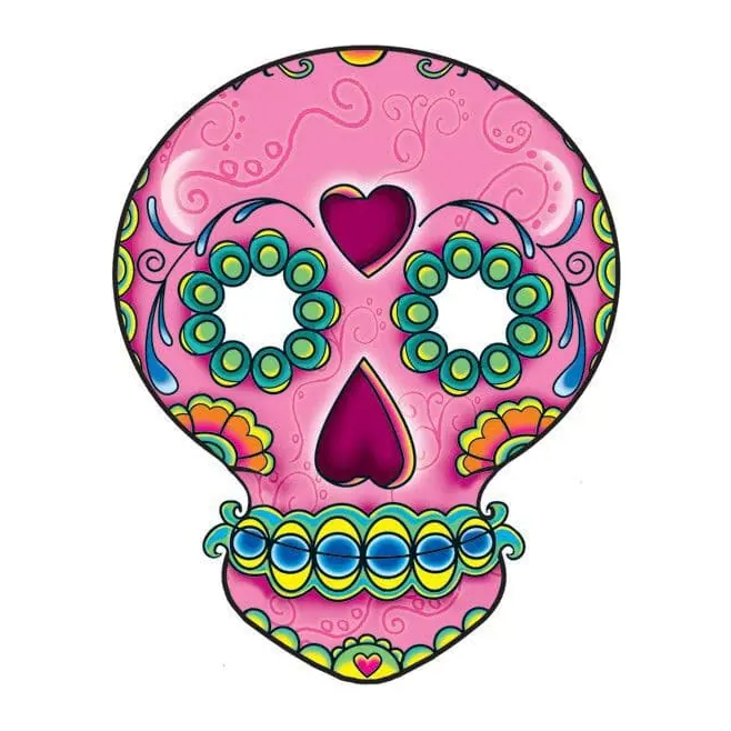 Tatuagem temporária Caveiras e Sombrio — Caveira mexicana rosa. Inclui caveira