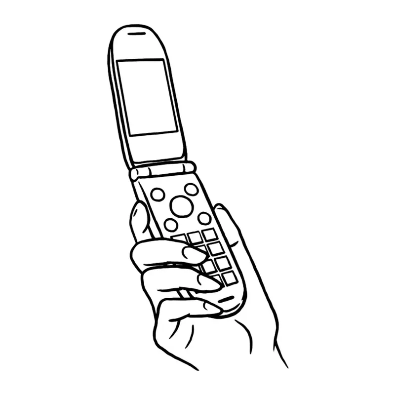 Tatuagem temporária Objetos — Celular de abrir. Inclui celular
