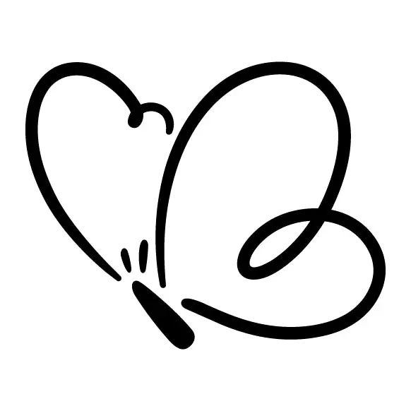 Tatuagem temporária Corações e Amor — Coração com borboleta em linha. Inclui coração, borboleta