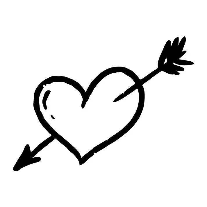 Tatuagem temporária Corações e Amor — Coração flechado. Inclui coração, flecha