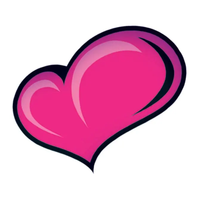 Tatuagem temporária Corações e Amor — Coração rosa brilhante. Inclui coração