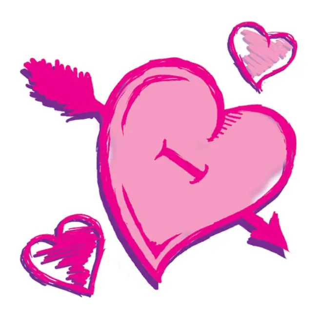 Tatuagem temporária Corações e Amor — Coração rosa flechado. Inclui coração, flecha