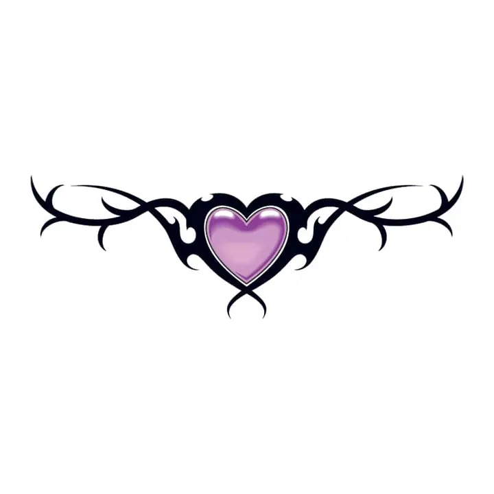 Tatuagem temporária Corações e Amor — Coração roxo tribal. Inclui coração