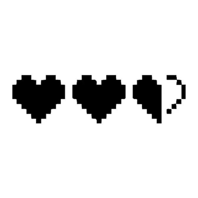 Tatuagem temporária Símbolos — Corações de pixel. Inclui corações