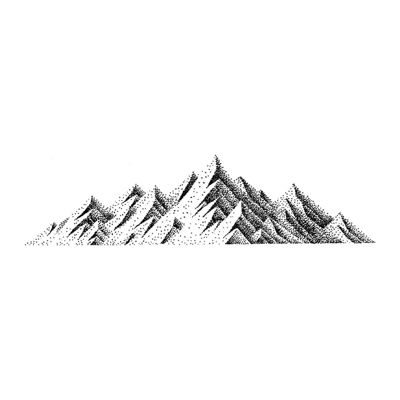 Tatuagem temporária Montanhas e Paisagens — Cordilheira em pontilhismo. Inclui montanha