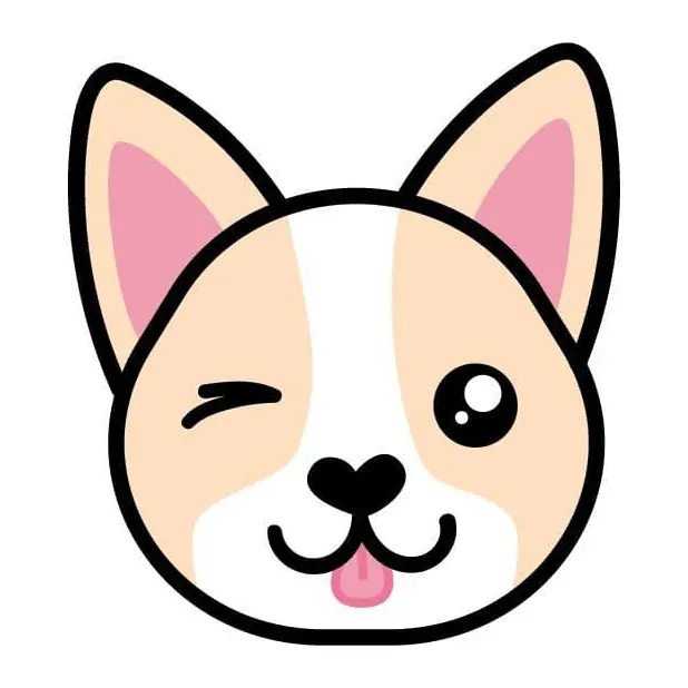 Tatuagem temporária Cachorros — Corgi piscando. Inclui corgi