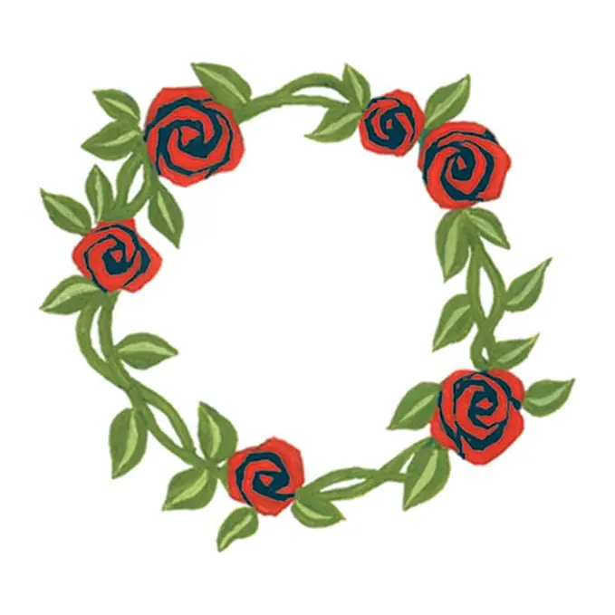Tatuagem temporária Flores — Coroa de rosas vermelhas. Inclui rosas