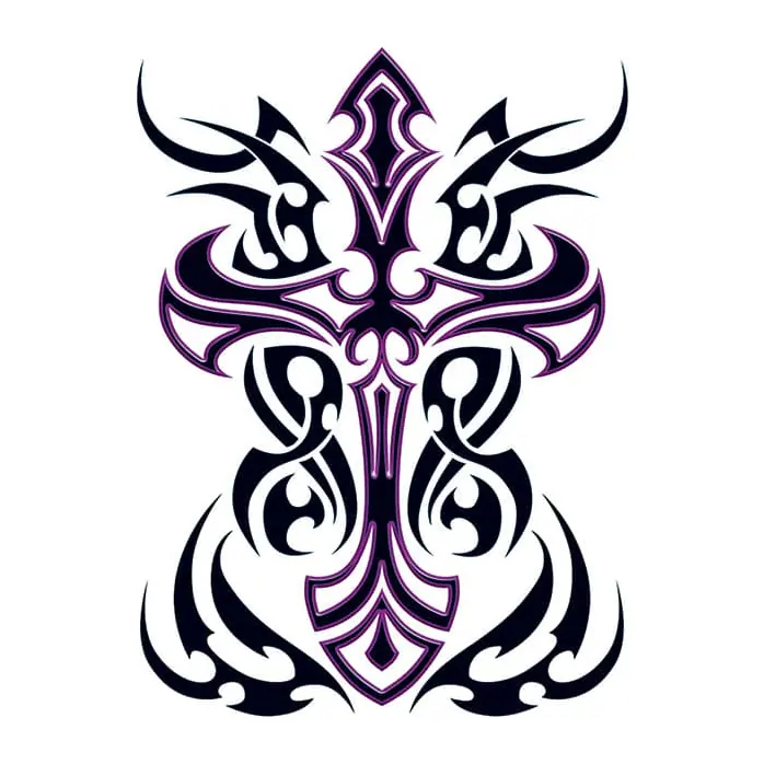 Tatuagem temporária Tribal e Nórdico — Cruz tribal roxa. Inclui cruz