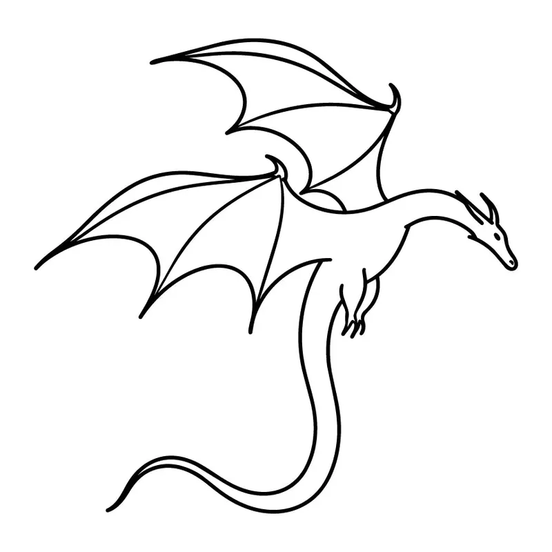 Tatuagem temporária Dragões e Fantasia — Dragão alado em linha. Inclui dragão