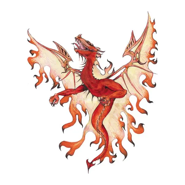Tatuagem temporária Dragões e Fantasia — Dragão laranja. Inclui dragão