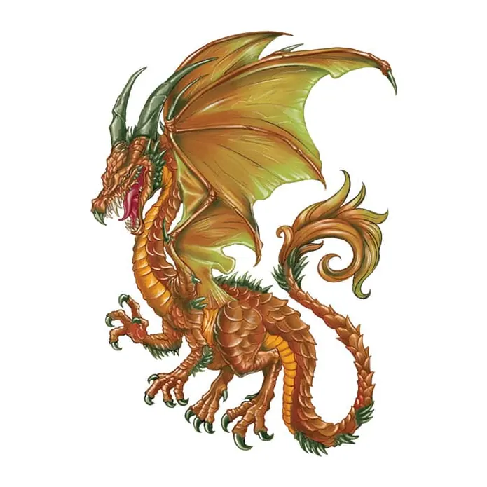 Tatuagem temporária Dragões e Fantasia — Dragão marrom. Inclui dragão