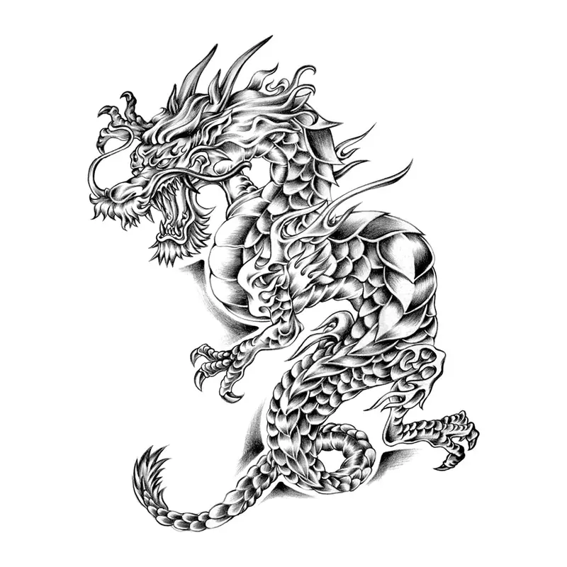 Tatuagem temporária Dragões e Fantasia — Dragão oriental detalhado. Inclui dragão