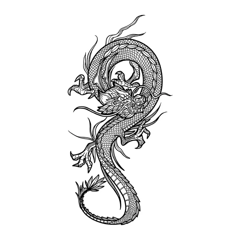 Tatuagem temporária Dragões e Fantasia — Dragão oriental — Modelo 1. Inclui dragão