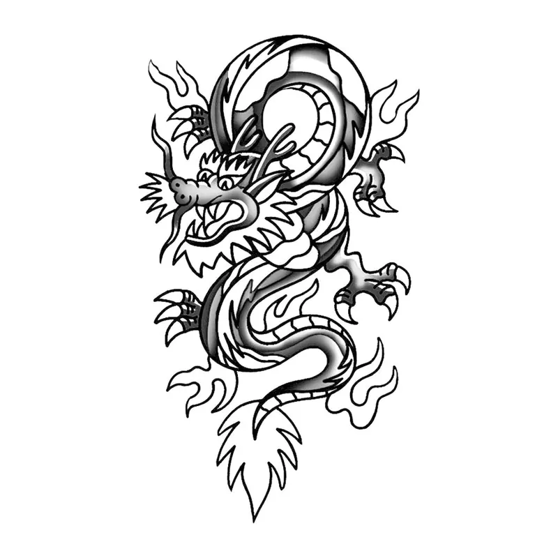 Tatuagem temporária Dragões e Fantasia — Dragão oriental — Modelo 2. Inclui dragão