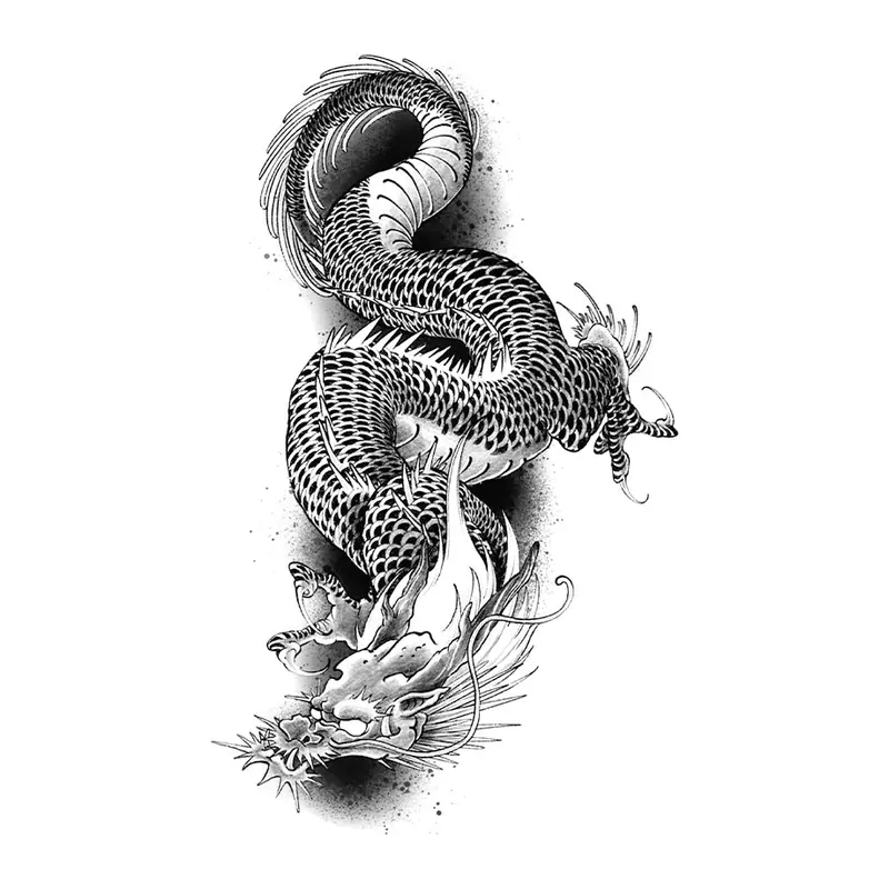Tatuagem temporária Dragões e Fantasia — Dragão oriental realista. Inclui dragão