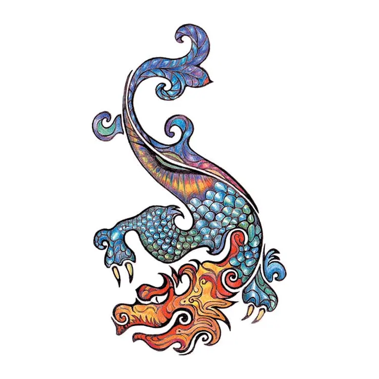 Tatuagem temporária Dragões e Fantasia — Dragão tradicional azul. Inclui dragão