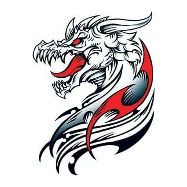 Tatuagem temporária Dragões e Fantasia — Dragão tribal prateado. Inclui dragão