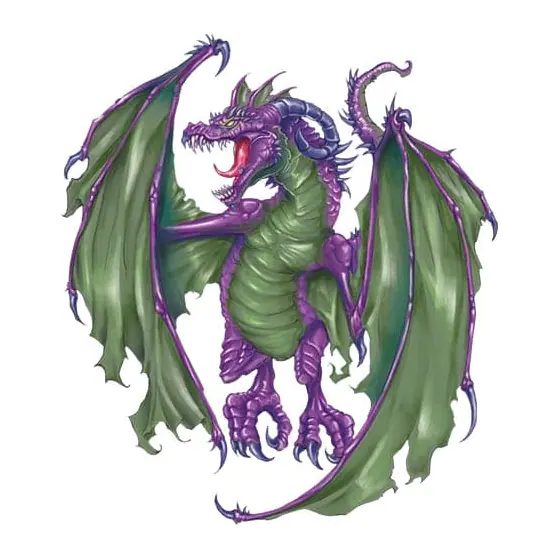 Tatuagem temporária Dragões e Fantasia — Dragão verde e roxo rugindo. Inclui dragão