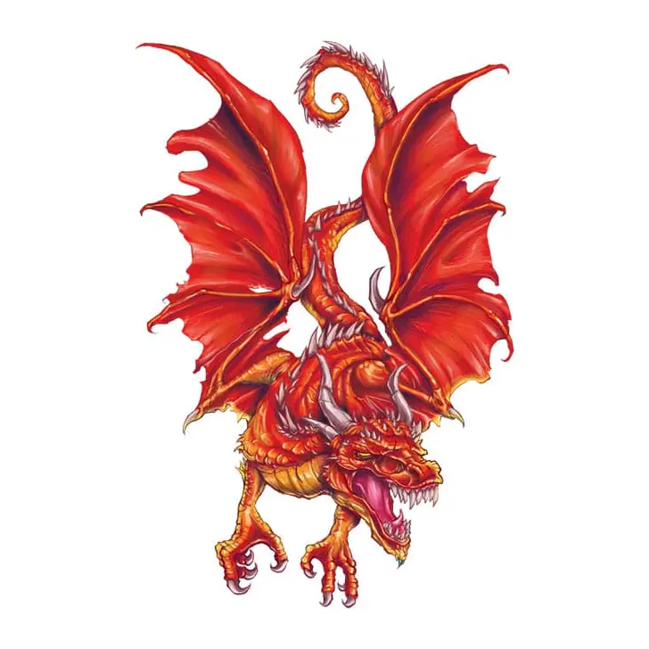 Tatuagem temporária Dragões e Fantasia — Dragão vermelho. Inclui dragão