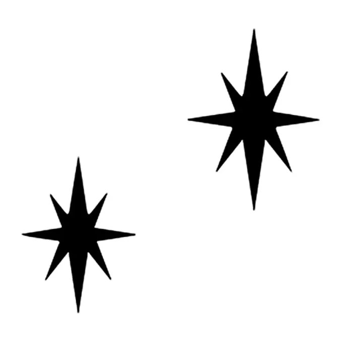 Tatuagem temporária Estrelas e Constelações — Duas estrelas de oito pontas. Inclui estrelas