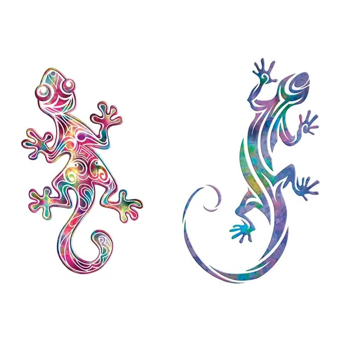Tatuagem temporária Cobras e Répteis — Duas lagartixas coloridas — Modelo 1. Inclui lagartixas