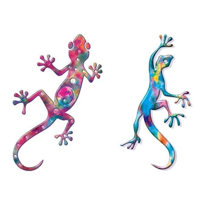 Tatuagem temporária Cobras e Répteis — Duas lagartixas coloridas — Modelo 2. Inclui lagartixas