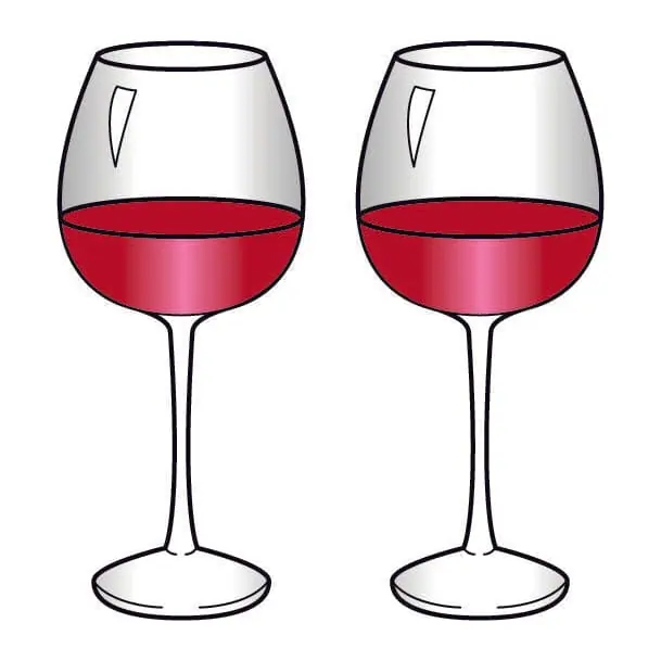 Tatuagem temporária Comida e Bebida — Duas taças de vinho tinto. Inclui taças