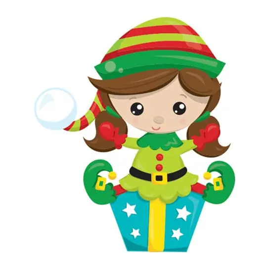 Tatuagem temporária Datas e Festas — Duende de Natal com presente. Inclui duende, presente
