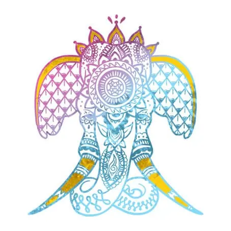 Tatuagem temporária Animais Selvagens — Elefante místico colorido. Inclui elefante