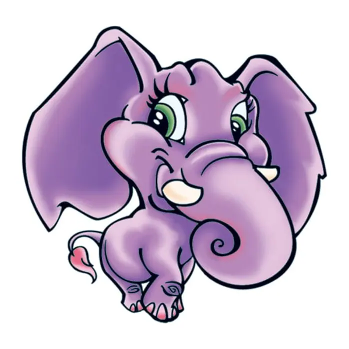 Tatuagem temporária Animais Selvagens — Elefante roxo. Inclui elefante