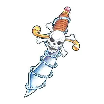 Tatuagem temporária Espadas e Armas — Espada com caveira. Inclui espada, caveira