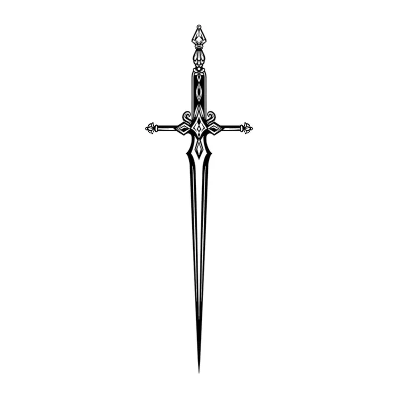 Tatuagem temporária Espadas e Armas — Espada fina de cavaleiro. Inclui espada