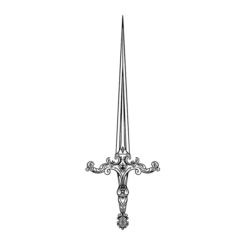 Tatuagem temporária Espadas e Armas — Espada fina ornamentada. Inclui espada