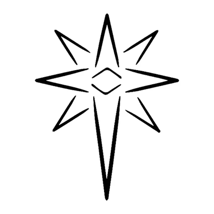 Tatuagem temporária Estrelas e Constelações — Estrela de quatro pontas vazada. Inclui estrela