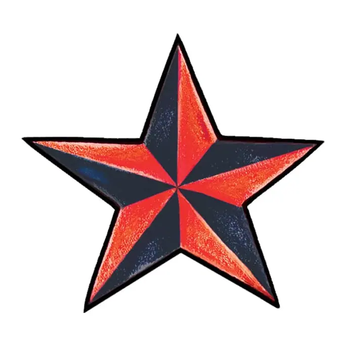 Tatuagem temporária Estrelas e Constelações — Estrela náutica vermelha. Inclui estrela